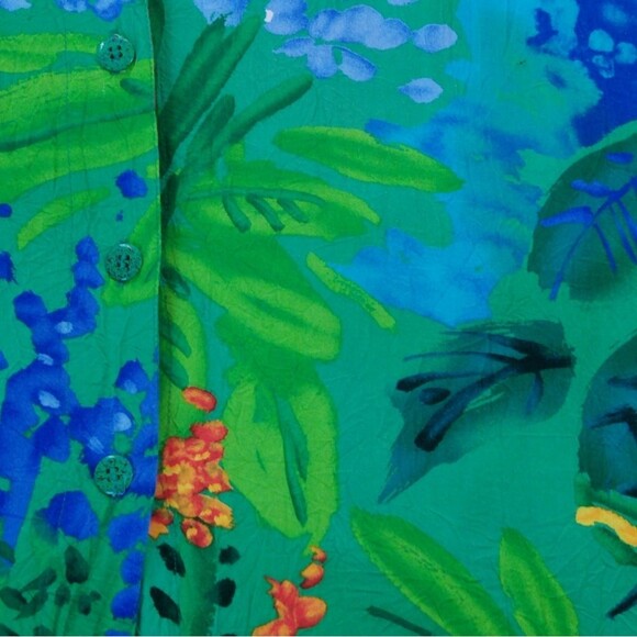 JAMS World Sea Flower Retro Hawaiian Tropical Vacay Shirt Size Medium - Picture 7 of 10